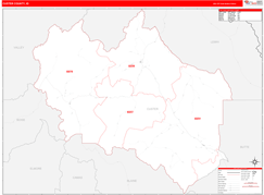 Custer County, ID Digital Map Red Line Style