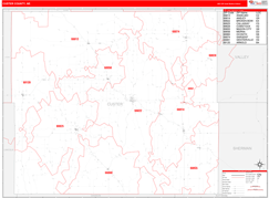 Custer County, NE Digital Map Red Line Style