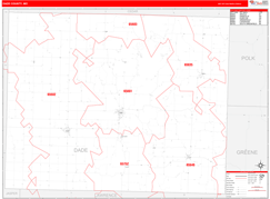 Dade County, MO Digital Map Red Line Style
