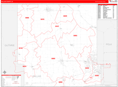 Dallas County, IA Digital Map Red Line Style