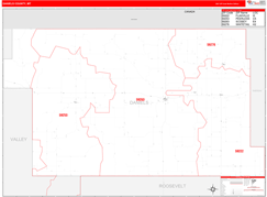 Daniels County, MT Digital Map Red Line Style