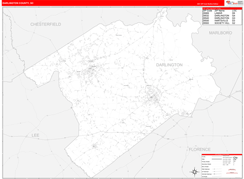 Darlington County, SC Digital Map Red Line Style
