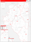 Davidson County, NC Digital Map Red Line Style