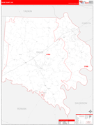 Davie County, NC Digital Map Red Line Style
