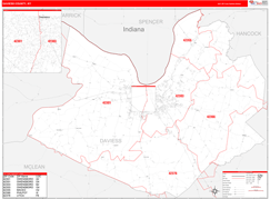 Daviess County, KY Digital Map Red Line Style