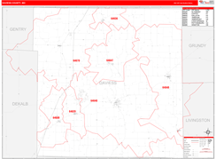 Daviess County, MO Digital Map Red Line Style