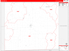 Davis County, IA Digital Map Red Line Style
