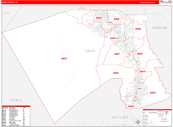 Davis County, UT Digital Map Red Line Style