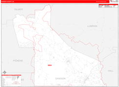 Dawson County, GA Digital Map Red Line Style