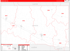 Dawson County, NE Digital Map Red Line Style