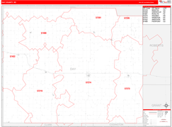 Day County, SD Digital Map Red Line Style