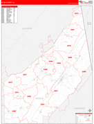 DeKalb County, AL Digital Map Red Line Style