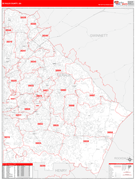 DeKalb County, GA Digital Map Red Line Style