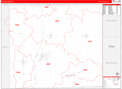 DeKalb County, IN Digital Map Red Line Style