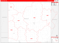 DeKalb County, MO Digital Map Red Line Style