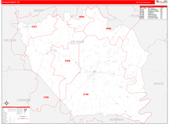 DeKalb County, TN Digital Map Red Line Style