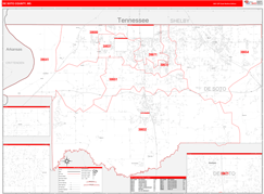 DeSoto County, MS Digital Map Red Line Style