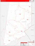 Dearborn County, IN Digital Map Red Line Style