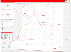 Decatur County, GA Digital Map Red Line Style