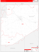 Decatur County, IN Digital Map Red Line Style