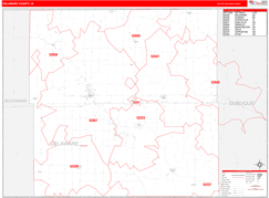 Delaware County, IA Digital Map Red Line Style