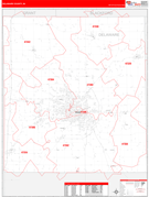 Delaware County, IN Digital Map Red Line Style