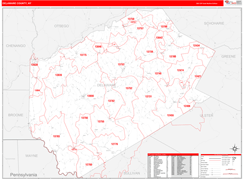 Delaware County, NY Digital Map Red Line Style