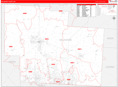 Delaware County, OH Digital Map Red Line Style