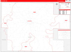 Dent County, MO Digital Map Red Line Style