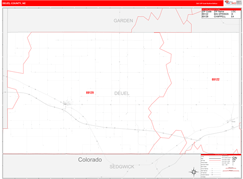 Deuel County, NE Digital Map Red Line Style