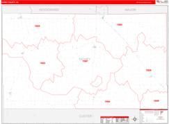 Dewey County, OK Digital Map Red Line Style