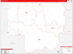 Dewey County, SD Digital Map Red Line Style