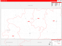 Dickey County, ND Digital Map Red Line Style