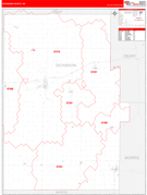 Dickinson County, KS Digital Map Red Line Style