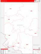 Dickinson County, MI Digital Map Red Line Style