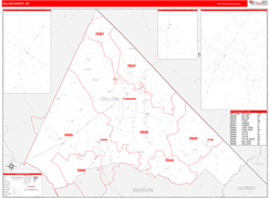 Dillon County, SC Digital Map Red Line Style