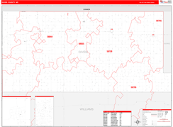 Divide County, ND Digital Map Red Line Style