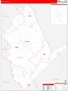 Dodge County, GA Digital Map Red Line Style