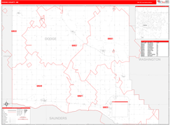 Dodge County, NE Digital Map Red Line Style