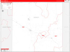 Donley County, TX Digital Map Red Line Style