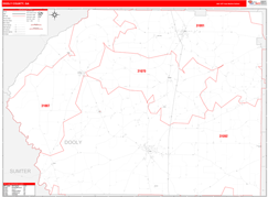 Dooly County, GA Digital Map Red Line Style