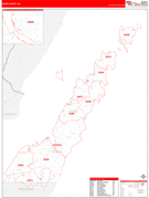 Door County, WI Digital Map Red Line Style