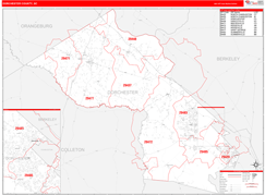 Dorchester County, SC Digital Map Red Line Style