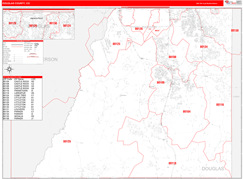 Douglas County, CO Digital Map Red Line Style