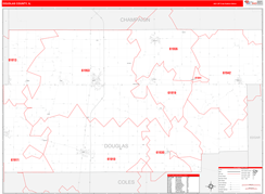 Douglas County, IL Digital Map Red Line Style