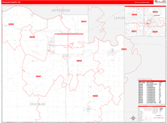 Douglas County, KS Digital Map Red Line Style