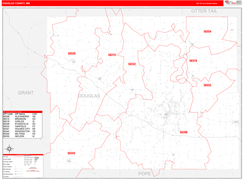 Douglas County, MN Digital Map Red Line Style