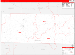 Douglas County, MO Digital Map Red Line Style