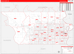 Douglas County, NE Digital Map Red Line Style