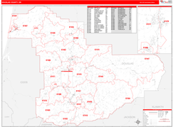 Douglas County, OR Digital Map Red Line Style